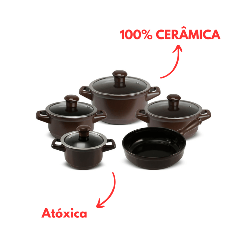 Jogo De Panelas De Cerâmica Ceraflame Duo (Smart) 5 peças - Chocolate - Image 3