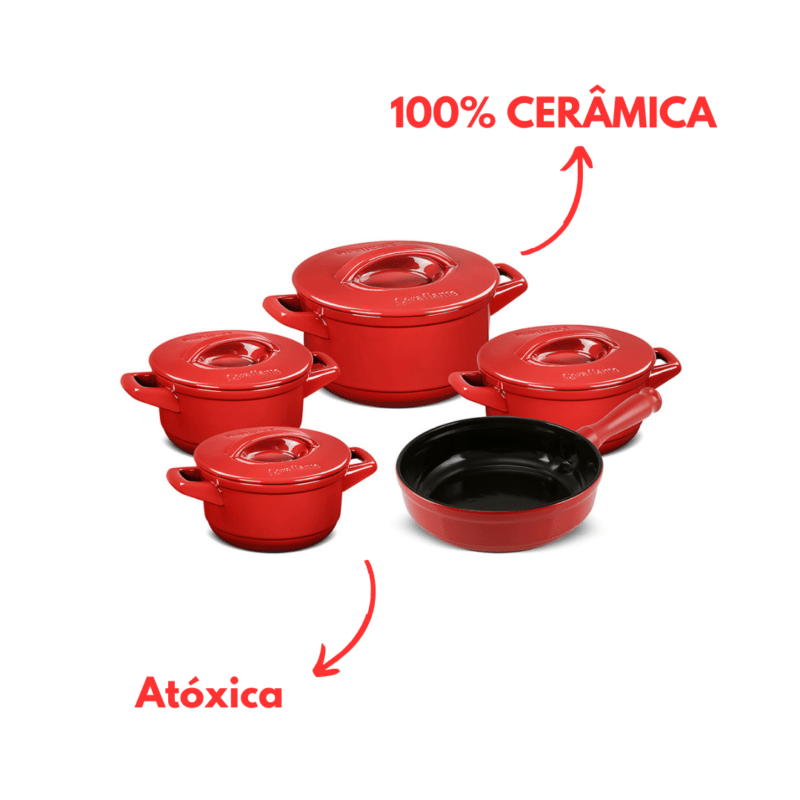 Jogo De Panelas De Cerâmica Ceraflame Duo+ (Smart) 5 peças - Pomodoro - Image 3