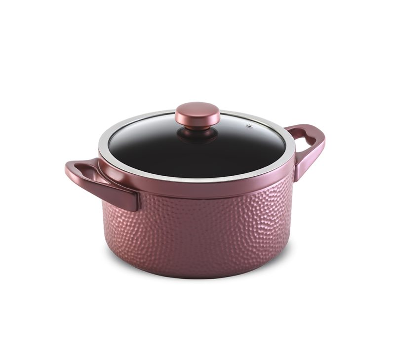 Caçarola Ceraflame Martelada 24cm 5,0 Litros - Rose Gold (Glass)