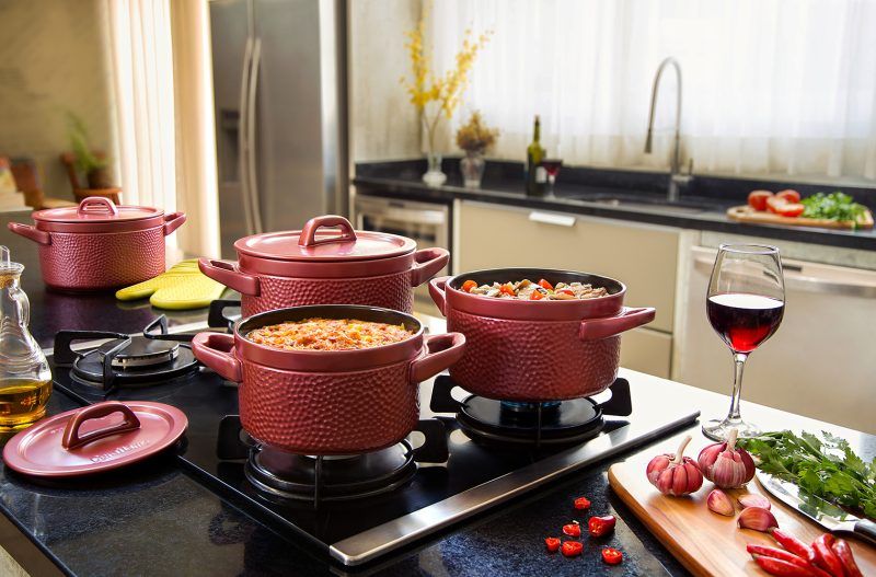 Jogo De Panelas De Cerâmica Ceraflame Martelado+ 5 Pcs Rose Gold - Image 7