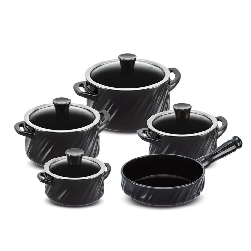 Jogo De Panelas De Cerâmica Ceraflame Twist 5 Peças - Preto