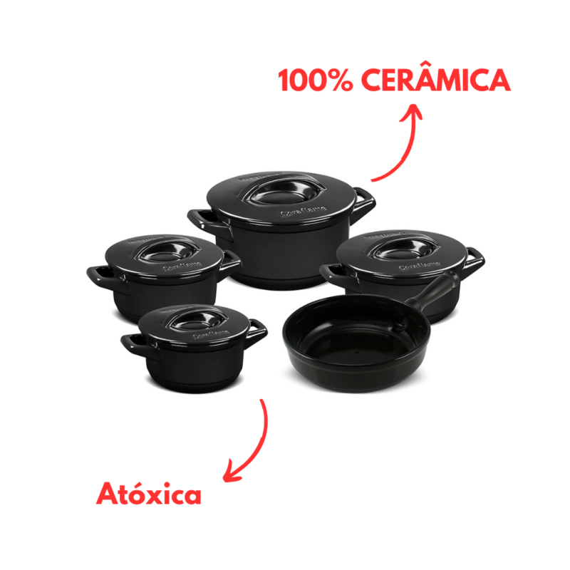 Jogo De Panelas De Cerâmica Ceraflame Duo+ (Smart) 5 peças - Preto - Image 3