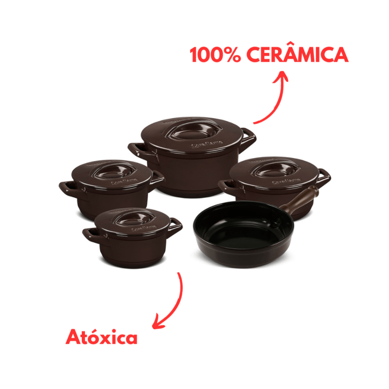 Jogo De Panelas De Cerâmica Ceraflame Duo+ (Smart) 5 peças - Chocolate - Image 3