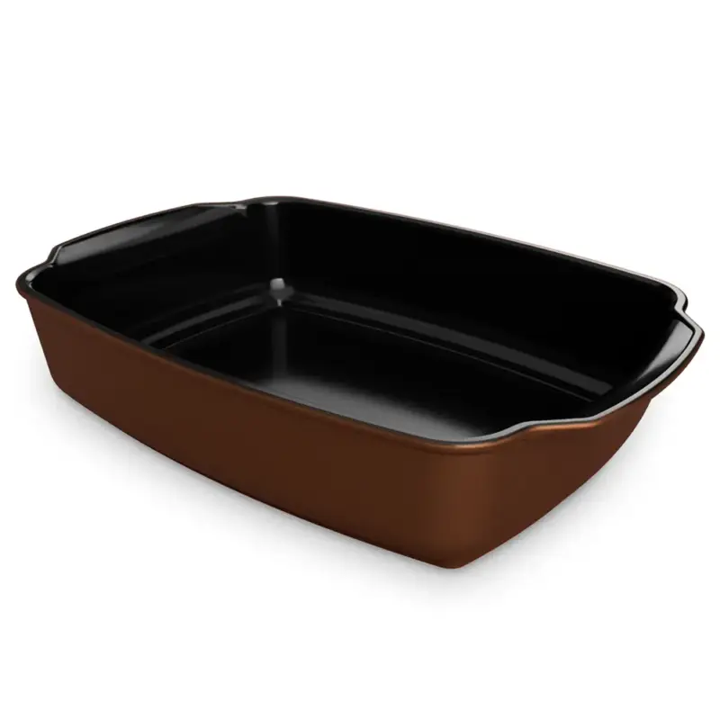 Assadeira Gusto Ceraflame Retangular  31x24x7,5cm com Alça 3500ml - Cobre