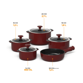 Alternative view of Jogo de Panelas Ceraflame Slim 5 Peças - Marsala