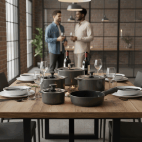 Conjunto de Panelas em Cerâmica Slim 5 peças Onyx Gray - Ceraflame