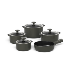 Conjunto de Panelas em Cerâmica Slim 5 peças Onyx Gray - Ceraflame