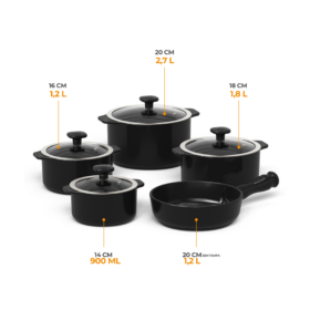 Alternative view of Jogo de Panelas Ceraflame Slim 5 Peças - Preto