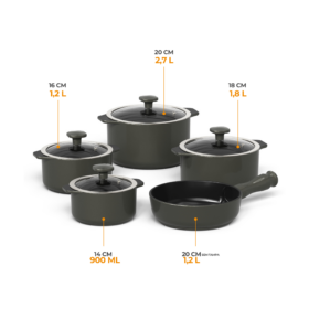 Alternative view of Jogo de Panelas Ceraflame Slim 5 Peças - Onyx Gray
