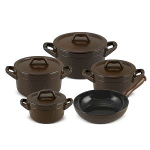 Jogo De Panelas De Cerâmica Ceraflame Martelado+ 5 Pcs Chocolate Uma Linha Muito Versátil. A Tampa De Cerâmica Permite Ao Consumidor Um Ciclo Completo Cozinha