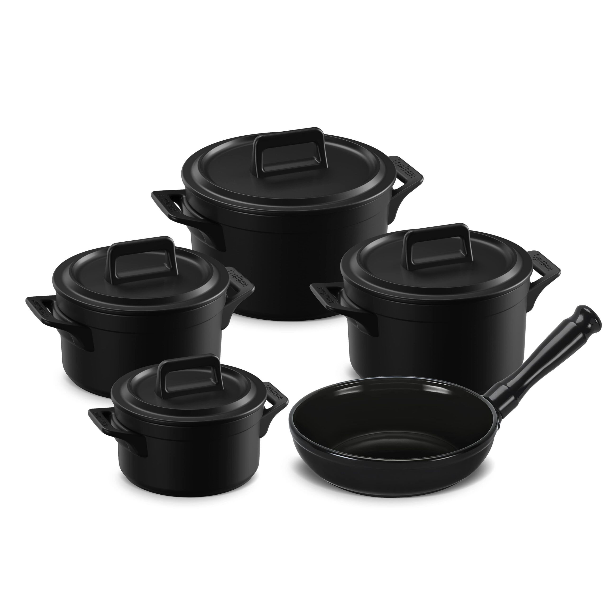 J623181 - CONJUNTO CLEAR+ 5 PCS - PRETO-min Jogo De Panelas De Cerâmica Ceraflame Clear+ 5 Pcs (indução) - Preto - Imagem 1