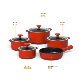 Alternative view of Jogo de Panelas Ceraflame Slim 5 Peças - Vermelho Coral