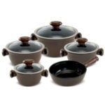 Jogo De Panelas De Cerâmica Ceraflame Chef 5 Pcs - Chocolate