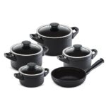 Jogo De Panelas De Cerâmica Ceraflame Martelado 5 Pcs Preto (Glass)