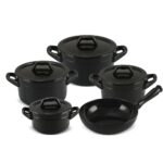 Jogo De Panelas De Cerâmica Ceraflame Martelado+ 5 Pcs Preto