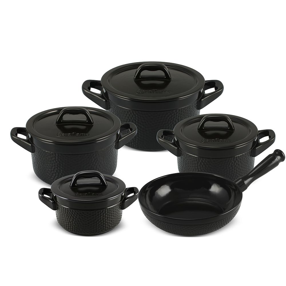 J614181-CONJUNTO-MARTELADO-5-PCS-PRETO.jpg Jogo De Panelas De Cerâmica Ceraflame Martelado+ 5 Pcs Preto - Imagem 1