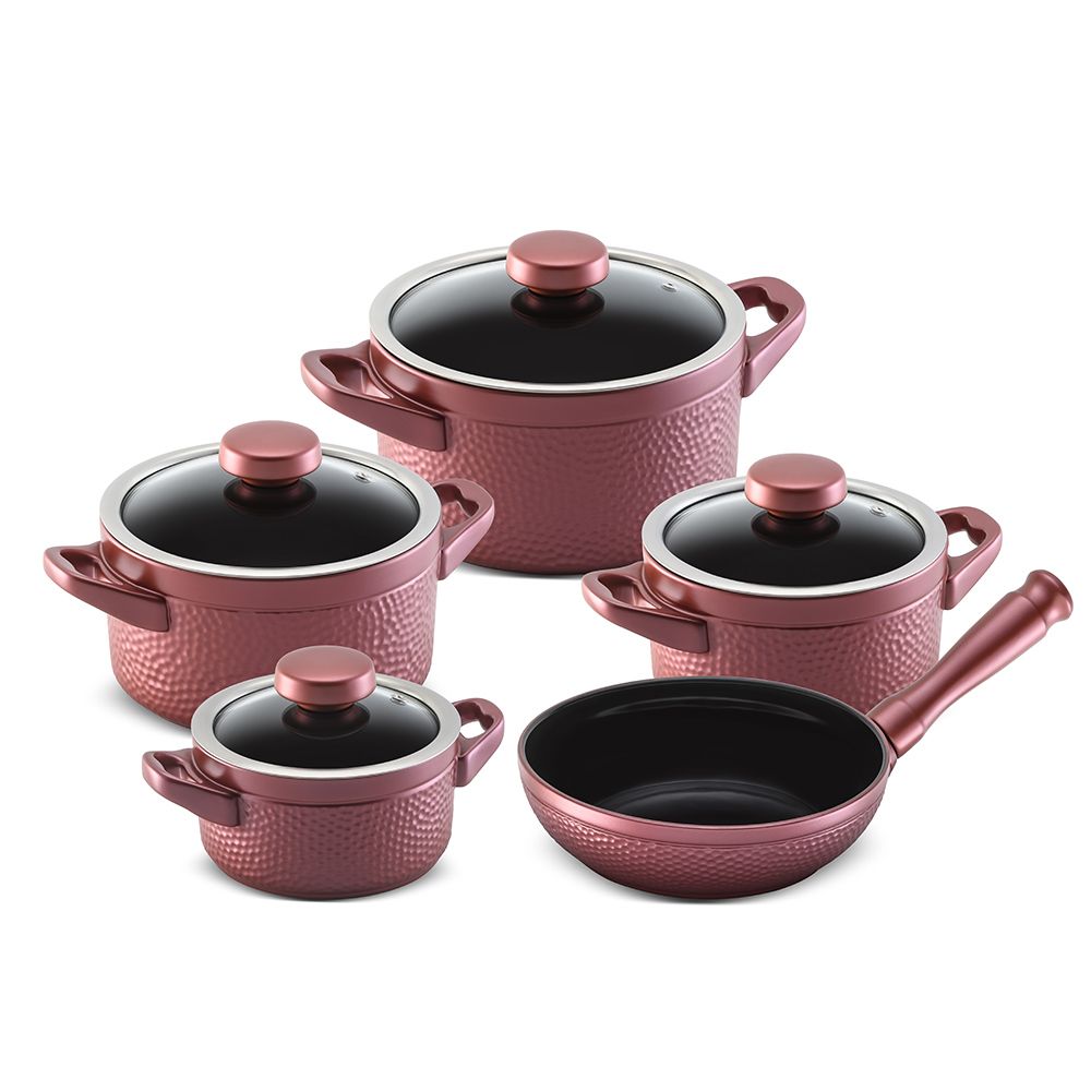 J614242.jpg Jogo De Panelas De Cerâmica Ceraflame Martelado 5 Pcs Rose Gold (Class) - Imagem 1
