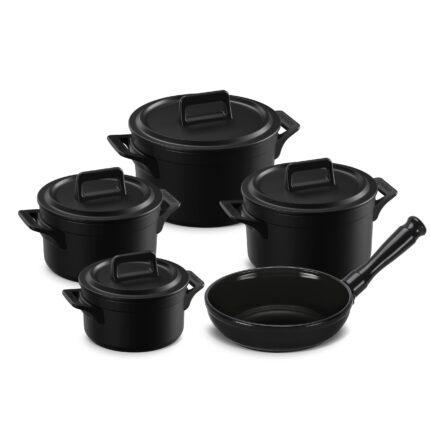 Jogo De Panelas De Cerâmica Ceraflame Clear+ 5 Pcs - Preto