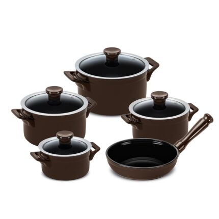 Jogo De Panelas De Cerâmica Ceraflame Clear 5 Pcs - Chocolate