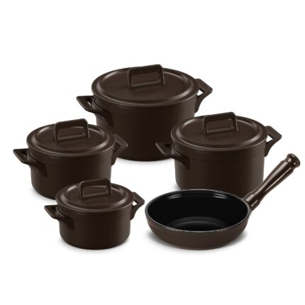 Jogo De Panelas De Cerâmica Ceraflame Clear+ 5 Pcs  - Chocolate