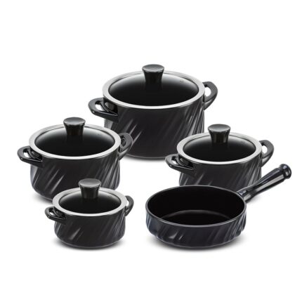 Jogo De Panelas De Cerâmica Ceraflame Twist 5 Peças - Preto