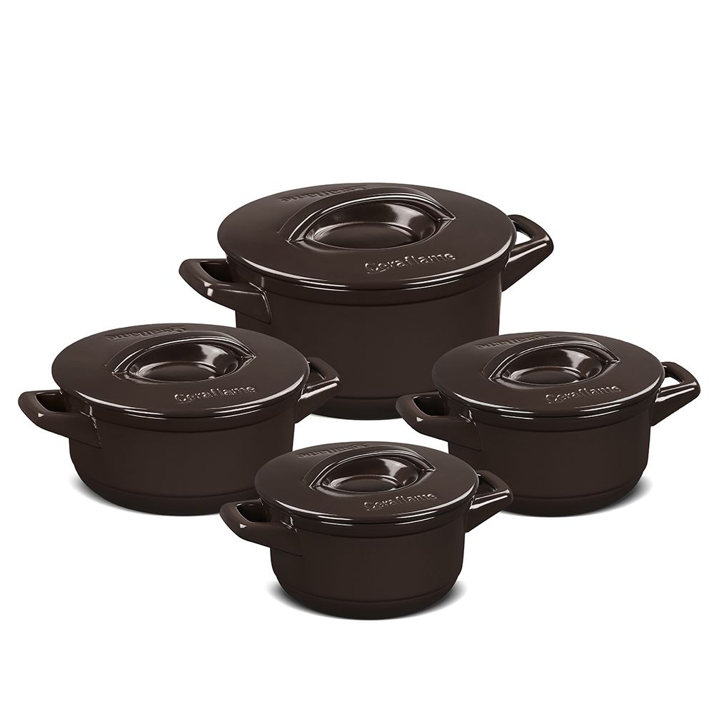 J640585-CONJUNTO-DUO-4-PCS-CHOCOLATE.jpg Jogo De Panelas De Cerâmica Ceraflame Duo+ 4 Peças - Chocolate - Imagem 1