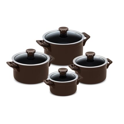 Jogo De Panelas De Cerâmica Ceraflame Clear 4 Peças  - Chocolate