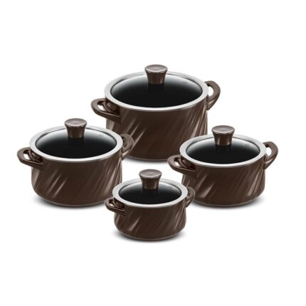 Jogo De Panelas De Cerâmica Ceraflame Twist 4 Peças - Chocolate