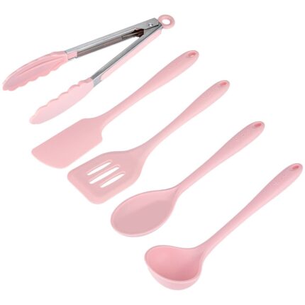 Kit de Utensílios de Silicone Weck 05 Peças – Rosa