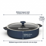 Frigideira Ceraflame  com Alças  Slim 28cm 3200ml   - Indigo - Imagem 4
