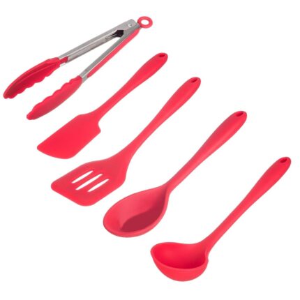 Kit de Utensílios de Silicone Essenciais Weck 05 Peças – Vermelho
