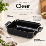 Assadeira Clear Ceraflame  Retangular 25x22cm com Alça 2000ml - Preto - Imagem 2
