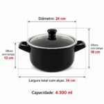 Caçarola Ceraflame Duo 24cm 4300ml - Preto - Imagem 2